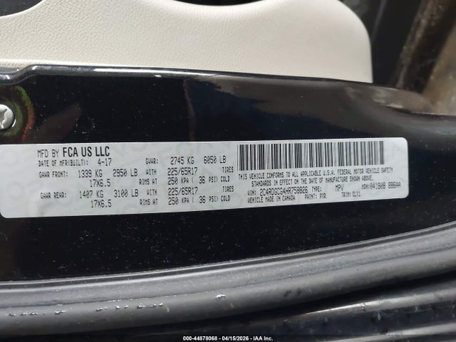 Продажа на аукционе авто 2017 Dodge Grand Caravan Sxt, vin: 2C4RDGCG4HR758826, номер лота: 44878068