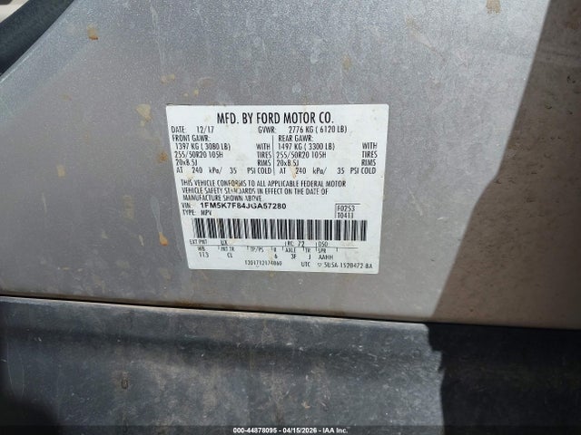 1FM5K7F84JGA57280 Ford Explorer Limited