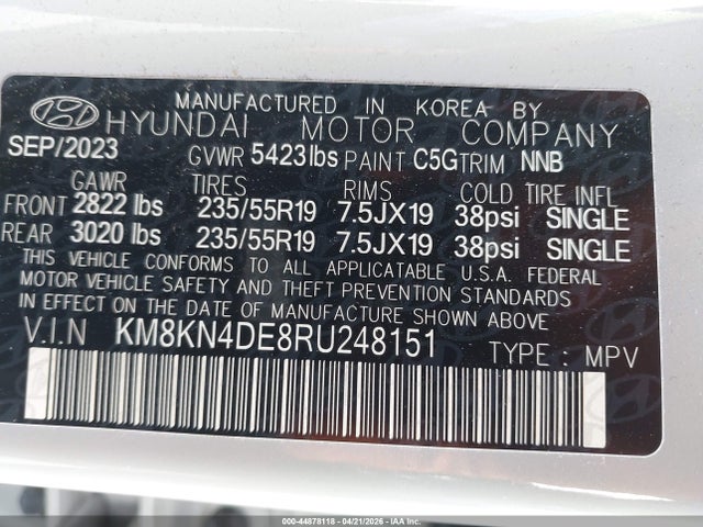 2024 Hyundai Ioniq 5 Sel მანქანა იყიდება აუქციონზე, vin: KM8KN4DE8RU248151, აუქციონის ნომერი: 44878118