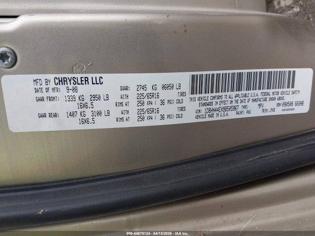 Продажа на аукционе авто 2009 Dodge Grand Caravan Se, vin: 1D8HN44EX9B505967, номер лота: 44878124