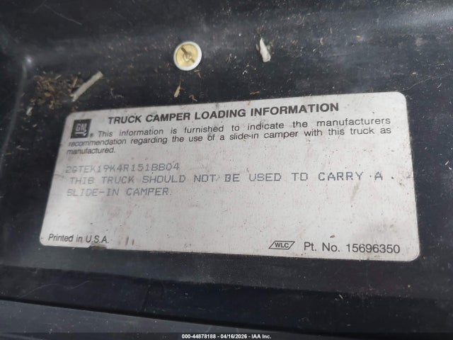 44878188 :رقم المزاد ، 2GTEK19K4R1518804 vin ، 1994 Gmc Sierra K1500 مزاد بيع