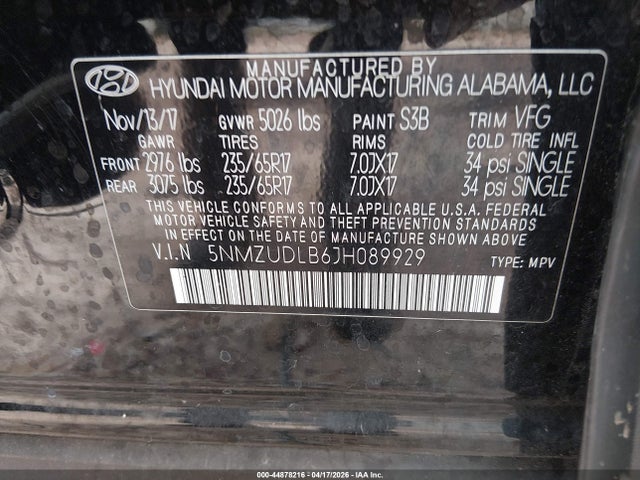 Aukcja sprzedaży 2018 Hyundai Santa Fe Sport 2.4l, vin: 5NMZUDLB6JH089929, numer aukcji: 44878216