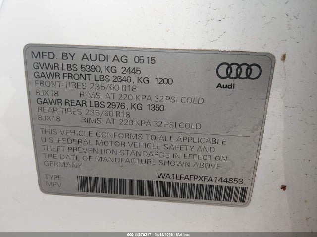 2015 AUDI Q5 WA1LFAFPXFA144853 Photo 8
