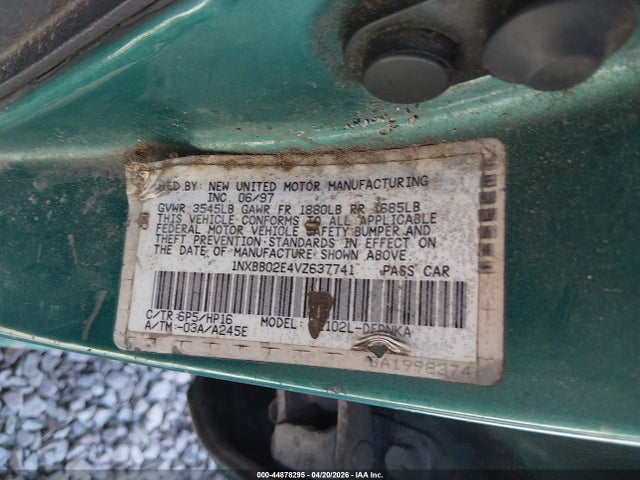 Продажа на аукционе авто 1997 Toyota Corolla Dx, vin: 1NXBB02E4VZ637741, номер лота: 44878295