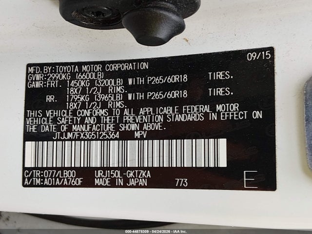 Продаж на аукціоні авто 2016 Lexus Gx 460 Luxury, vin: JTJJM7FX3G5125364, номер лоту: 44878309