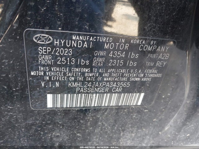 44878325 :رقم المزاد ، KMHL24JAXPA343565 vin ، 2023 Hyundai Sonata Se مزاد بيع