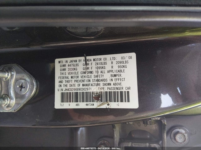 Aukcja sprzedaży 2009 Acura Tsx, vin: JH4CU26689C002971, numer aukcji: 44878375