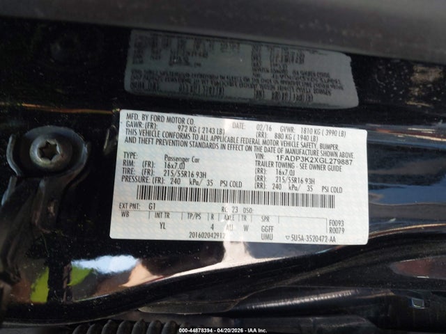 1FADP3K2XGL279887 Ford FOCUS SE