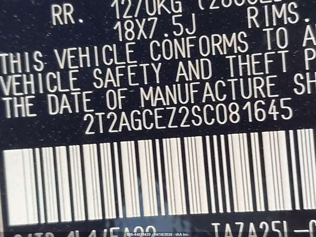44878420 :رقم المزاد ، 2T2AGCEZ2SC081645 vin ، 2025 Lexus Nx 350 مزاد بيع