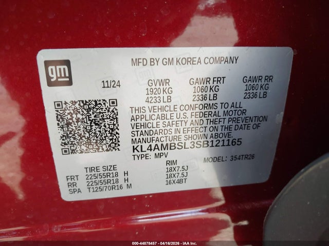2025 Buick Encore Gx Preferred Fwd მანქანა იყიდება აუქციონზე, vin: KL4AMBSL3SB121165, აუქციონის ნომერი: 44878457