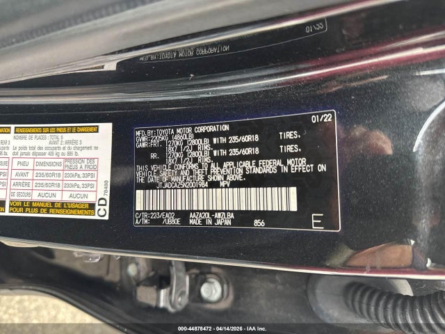 44878472 :رقم المزاد ، JTJADCAZ5N2001984 vin ، 2022 Lexus Nx 250 مزاد بيع