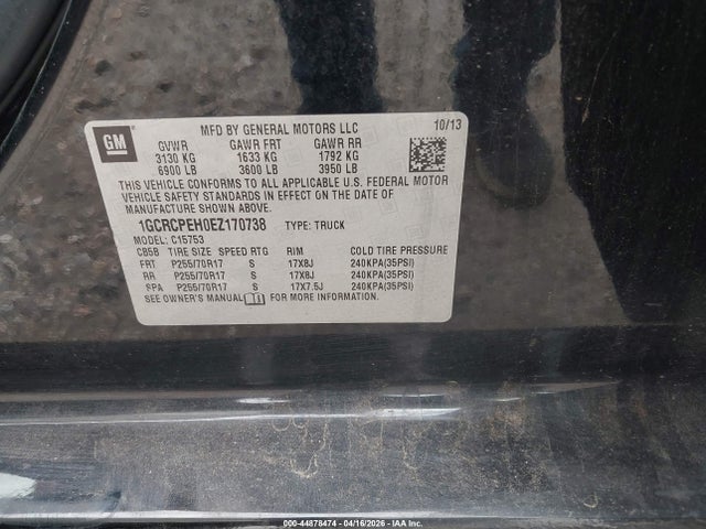 1GCRCPEH0EZ170738 Chevrolet Silverado 1500 Work Truck 1wt