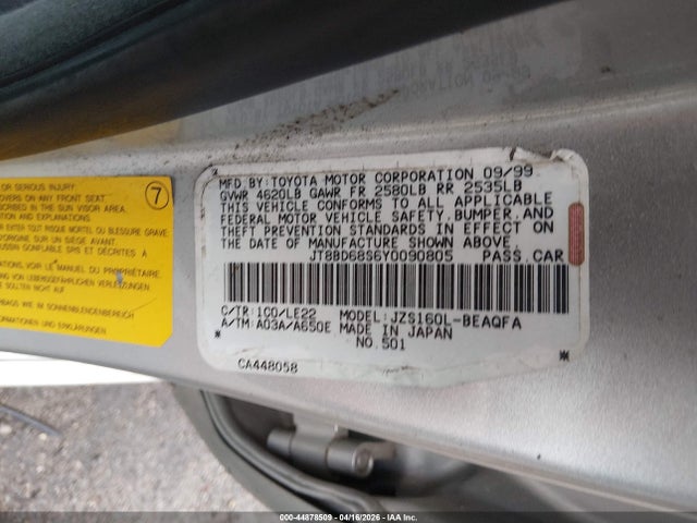 44878509 :رقم المزاد ، JT8BD68S6Y0090805 vin ، 2000 Lexus Gs 300 مزاد بيع
