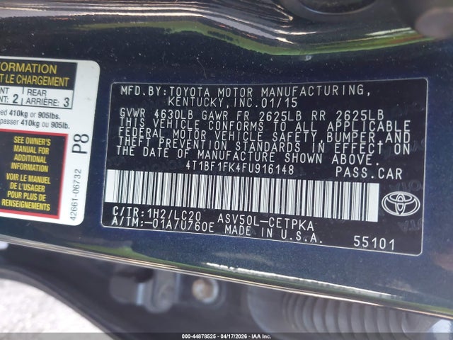 Toyota CAMRY XSE 2015 4T1BF1FK4FU916148 Image 9