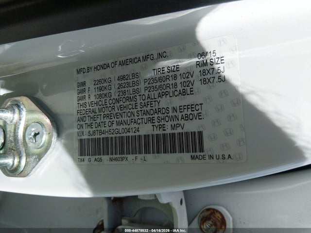 Aukcja sprzedaży 2016 Acura Rdx Technology   Acurawatch Plus Packages/technology Package, vin: 5J8TB4H52GL004124, numer aukcji: 44878532