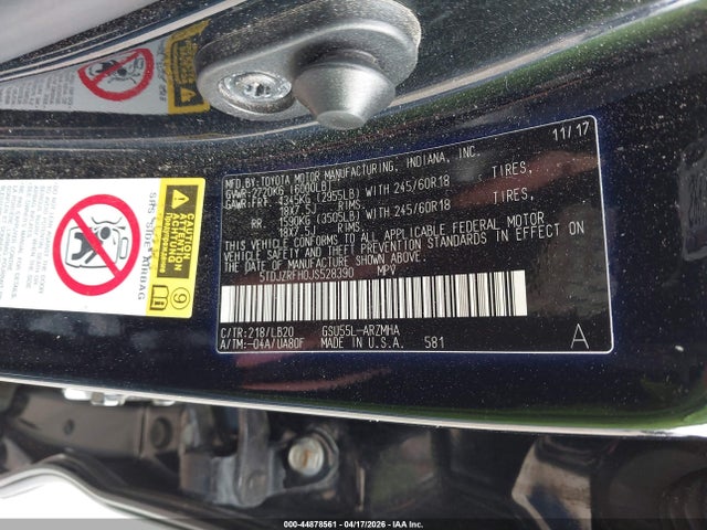 Продажа на аукционе авто 2018 Toyota Highlander Xle, vin: 5TDJZRFH0JS528390, номер лота: 44878561