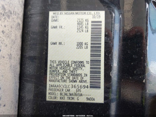 Aukcja sprzedaży 2020 Nissan Maxima Sv Xtronic Cvt, vin: 1N4AA6CV1LC365694, numer aukcji: 44878566