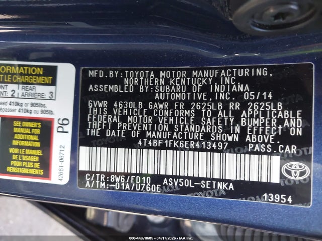 Toyota CAMRY LE 2014 4T4BF1FK6ER413497 Image 9