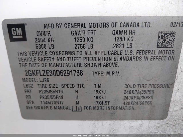 Продаж на аукціоні авто 2013 Gmc Terrain Denali, vin: 2GKFLZE30D6291738, номер лоту: 44878616