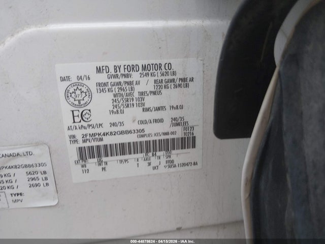 2016 FORD EDGE 2FMPK4K82GBB63305 Photo 8