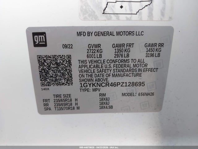 44878628 :رقم المزاد ، 1GYKNCR46PZ128695 vin ، 2023 Cadillac Xt5 Fwd Premium Luxury مزاد بيع