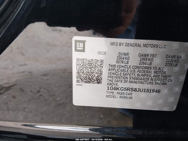 Aukcja sprzedaży 2018 Cadillac Ct6 Premium Luxury, vin: 1G6KG5RS8JU151946, numer aukcji: 44878637