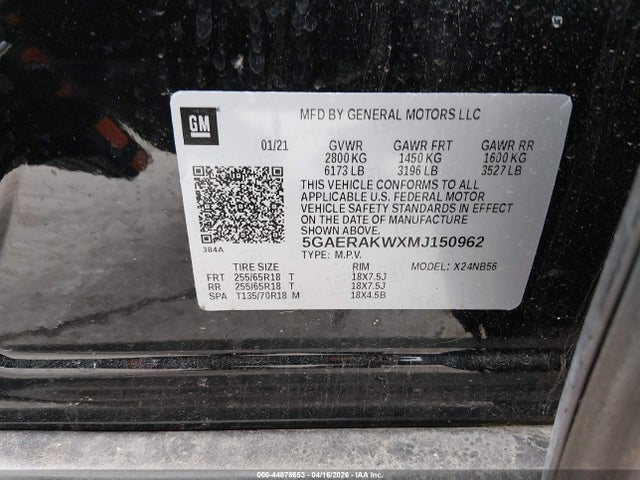 Aukcja sprzedaży 2021 Buick Enclave Fwd Preferred, vin: 5GAERAKWXMJ150962, numer aukcji: 44878653