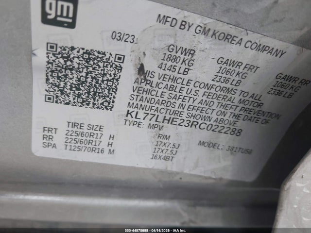 KL77LHE23RC022288 Chevrolet Trax Fwd Lt