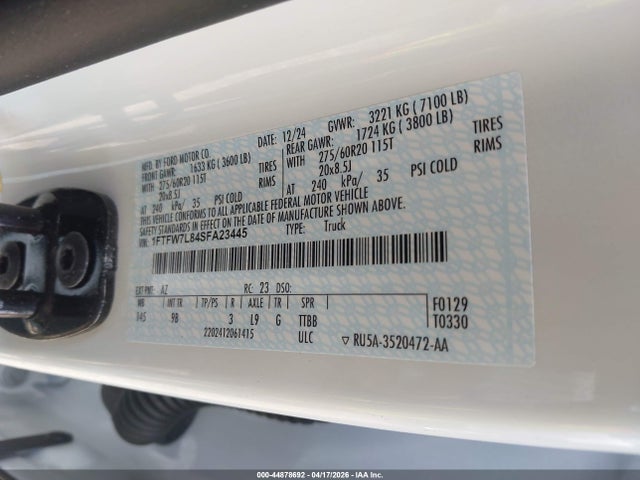 Продаж на аукціоні авто 2025 Ford F-150 Platinum, vin: 1FTFW7L84SFA23445, номер лоту: 44878692