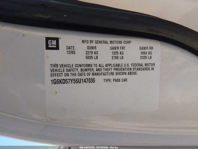 Продаж на аукціоні авто 2006 Cadillac Dts Standard, vin: 1G6KD57Y56U147036, номер лоту: 44878705