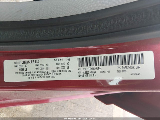 Продаж на аукціоні авто 2008 Chrysler Sebring Touring, vin: 1C3LC56R48N221644, номер лоту: 44878759