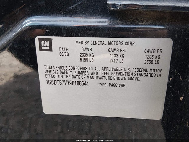 Продажа на аукционе авто 2009 Cadillac Cts Standard, vin: 1G6DT57V790108641, номер лота: 44878763