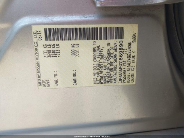 2012 NISSAN MAXIMA 1N4AA5AP3CC869890 Photo 8