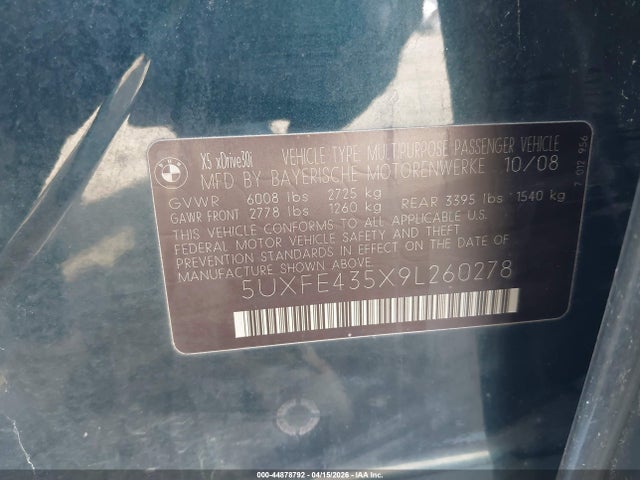 2009 BMW X5 5UXFE435X9L260278 Photo 8