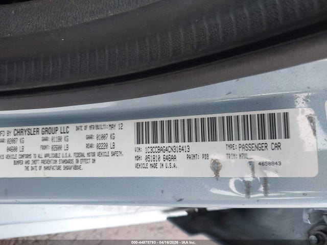 Продажа на аукционе авто 2012 Chrysler 200 Lx, vin: 1C3CCBAG4CN316413, номер лота: 44878793