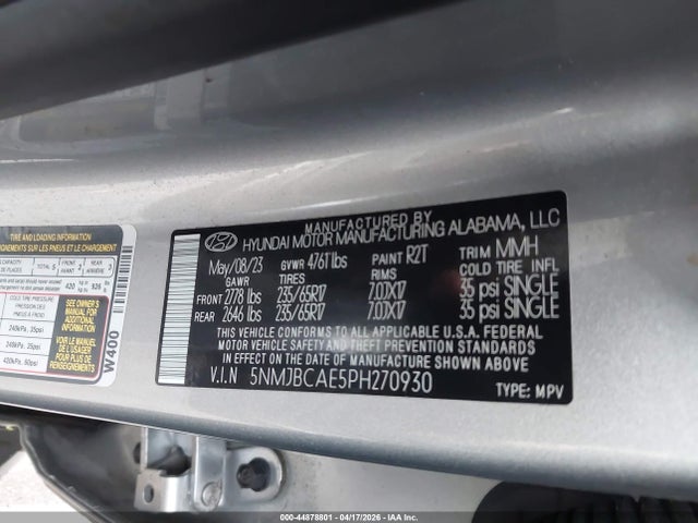 Продажа на аукционе авто 2023 Hyundai Tucson Sel, vin: 5NMJBCAE5PH270930, номер лота: 44878801