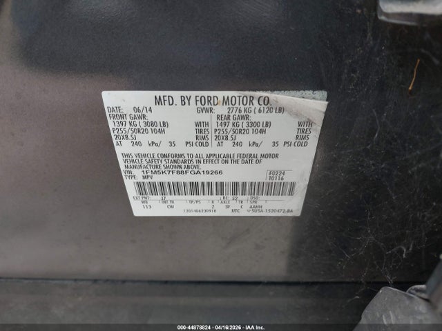 1FM5K7F88FGA19266 Ford Explorer Limited