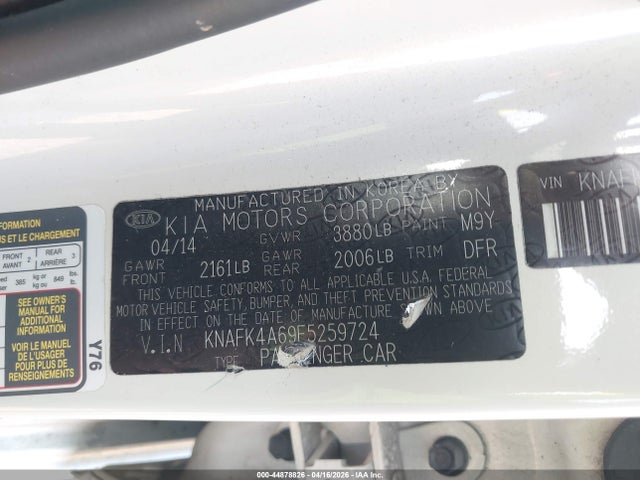 Aukcja sprzedaży 2015 Kia Forte Lx, vin: KNAFK4A69F5259724, numer aukcji: 44878826