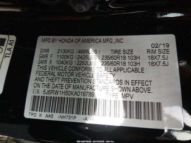 5J6RW1H58KA918789 Honda CR-V EX