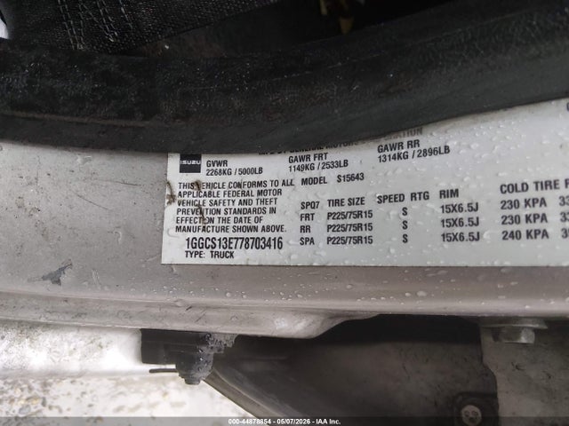44878854 :رقم المزاد ، 1GGCS13E778703416 vin ، 2007 Isuzu I-370 Ls مزاد بيع