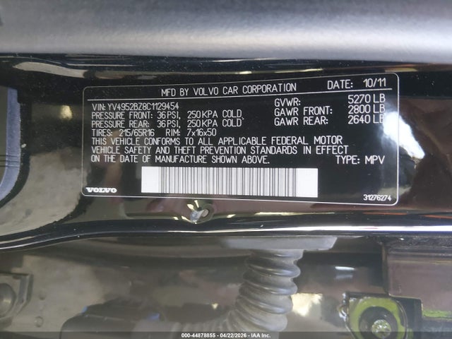 Продаж на аукціоні авто 2012 Volvo Xc70 3.2/3.2 Platinum/3.2 Premier/3.2 Premier Plus, vin: YV4952BZ8C1129454, номер лоту: 44878855