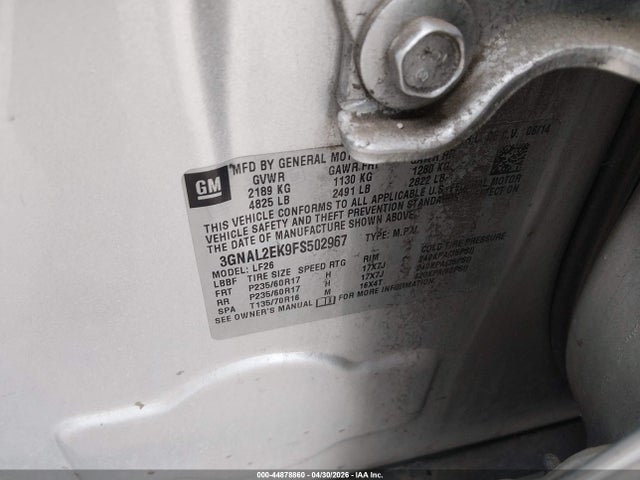 44878860 :رقم المزاد ، 3GNAL2EK9FS502967 vin ، 2015 Chevrolet Captiva Sport 2ls مزاد بيع