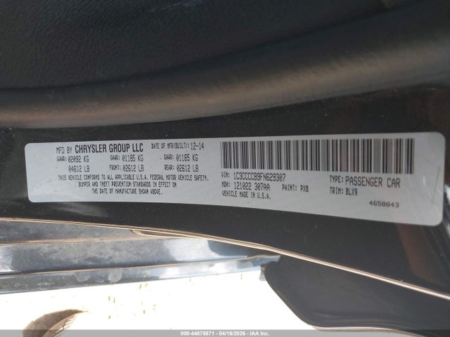 2015 Chrysler 200 C მანქანა იყიდება აუქციონზე, vin: 1C3CCCCB9FN629307, აუქციონის ნომერი: 44878871