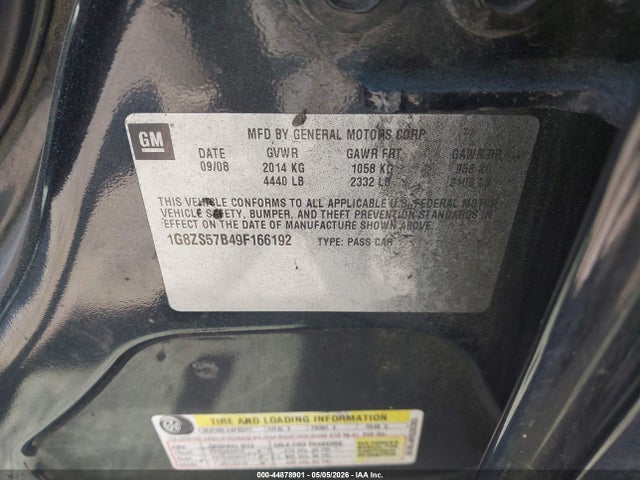 Aukcja sprzedaży 2009 Saturn Aura Xe, vin: 1G8ZS57B49F166192, numer aukcji: 44878901