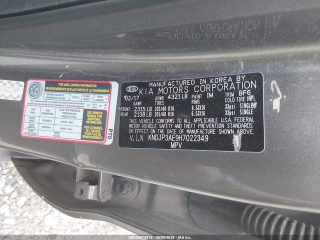 44878916 :رقم المزاد ، KNDJP3AE9H7022349 vin ، 2017 Kia Soul Ev مزاد بيع