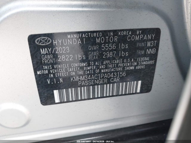 KMHM34AC1PA043156 Hyundai Ioniq 6 Sel