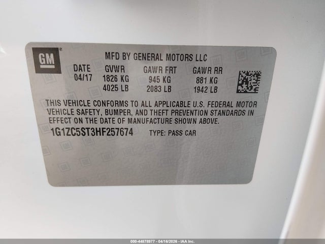 Chevrolet Malibu 1fl 2017 1G1ZC5ST3HF257674 Image 9