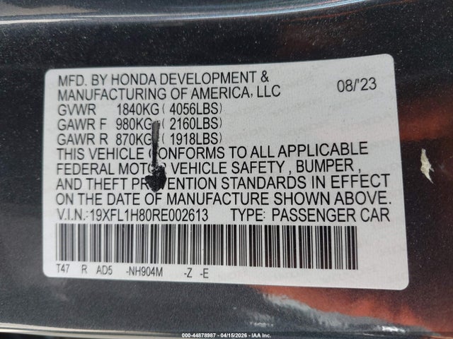 19XFL1H80RE002613 Honda Civic Sport Touring