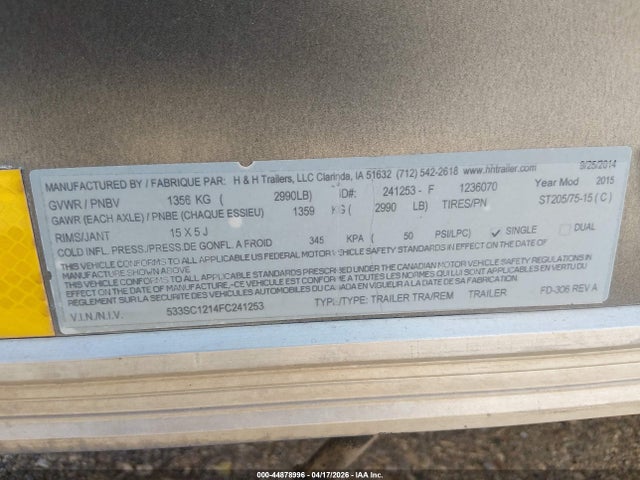O T Fabricating Inc Other 2015 533SC1214FC241253 Image 9