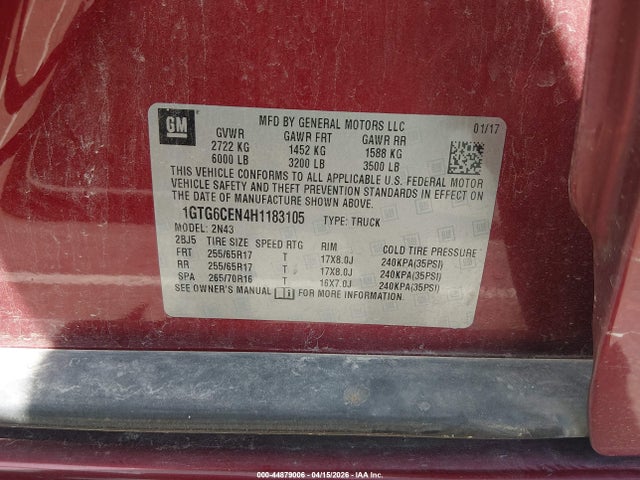 1GTG6CEN4H1183105 GMC CANYON SLE